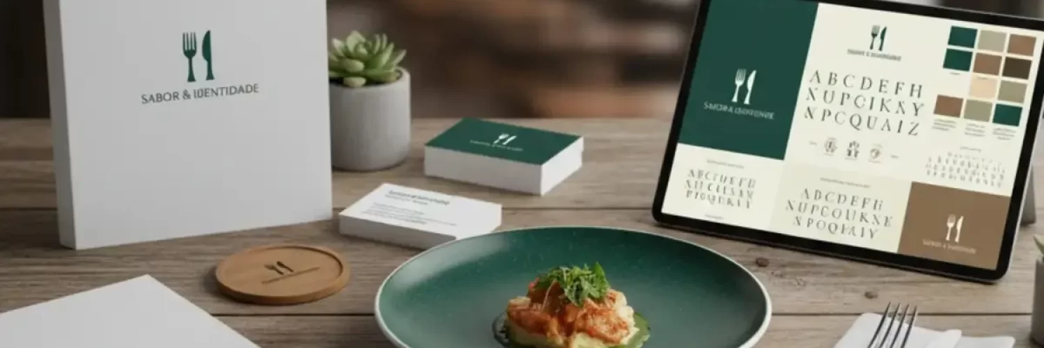 Prato de restaurante na mesa ilustrando conceito de branding gastronômico.